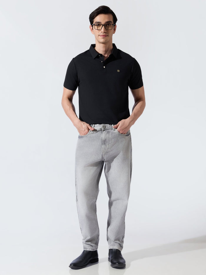 Men's Black Regular Fit Polo T-Shirt