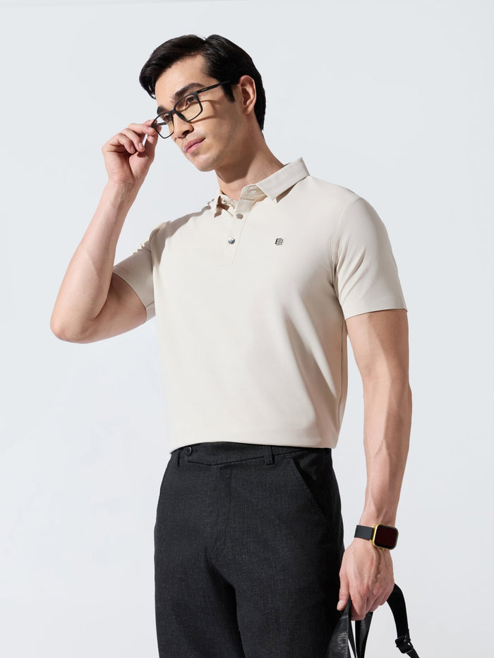 Men's  Cream Regular Fit Polo T-Shirt