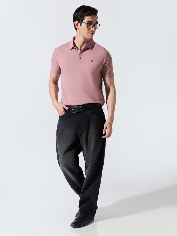 Men's Pink Regular Fit Polo T-Shirt