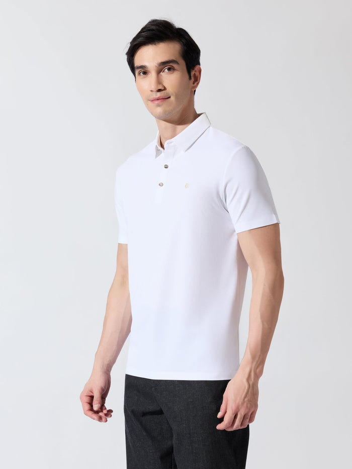 Solaris Bloom - White Regular Fit Polo T-Shirt