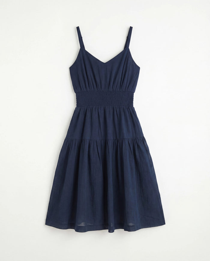 Navy $|& Skies Are Blue Solid Knee Length Dress - VOF Detail