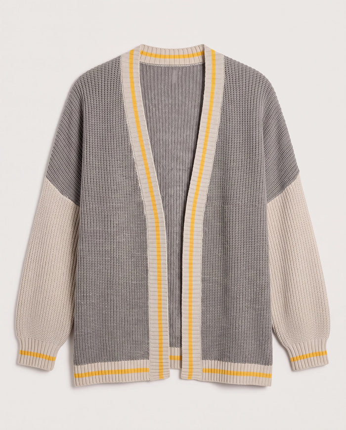 Heather Grey $|& SEAS Solstice Sun Colorblocked Cardigan - Hanger Detail