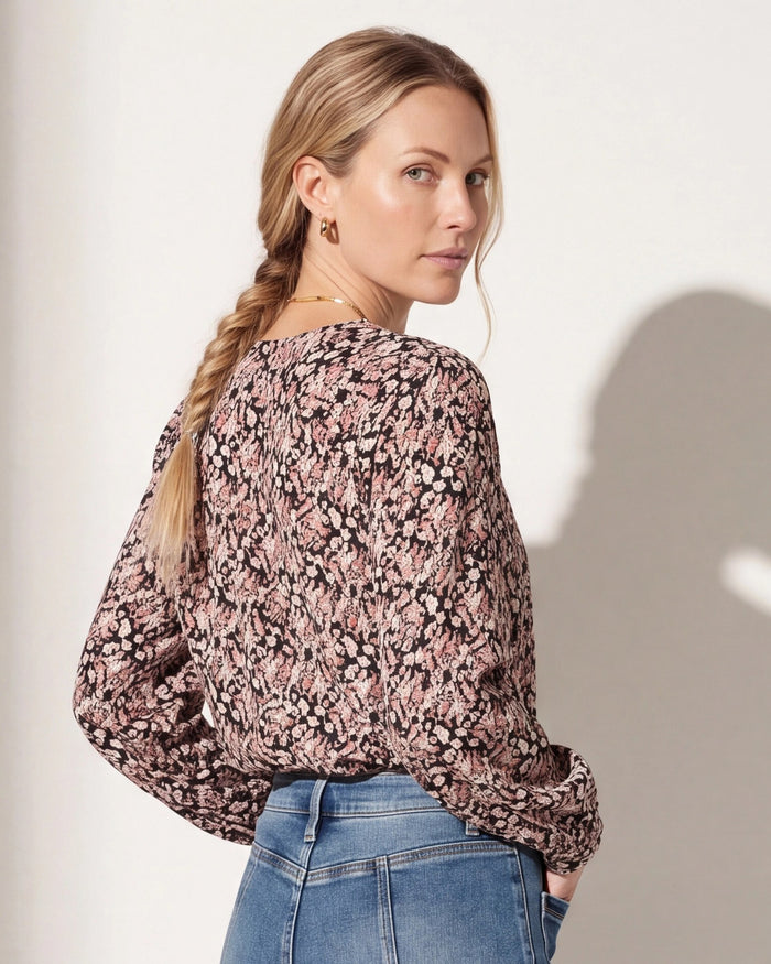 Black Floral $|& SEAS Sonia Button Up Shirt - SOF Back