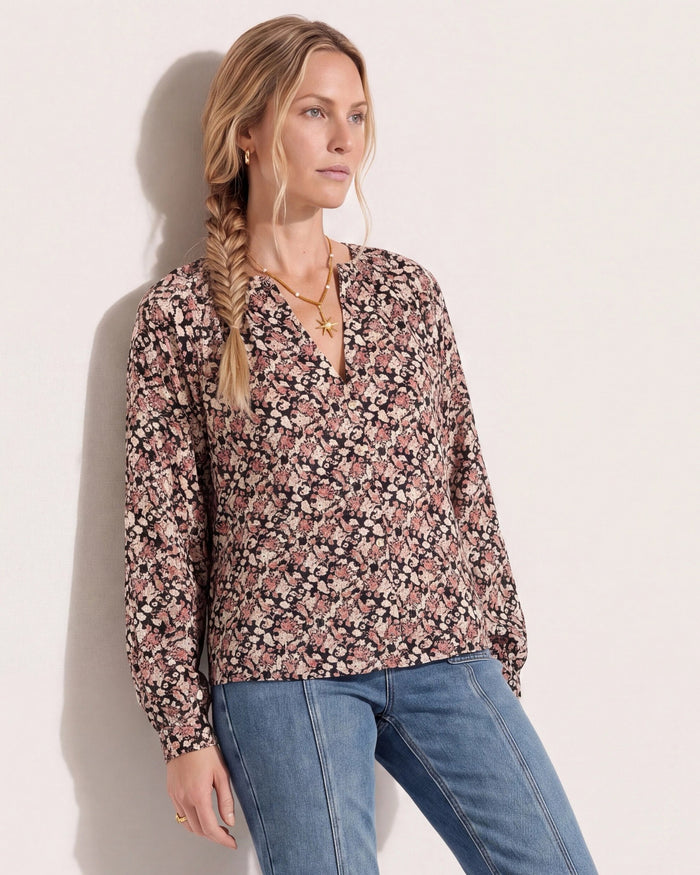 Black Floral $|& SEAS Sonia Button Up Shirt - VOF Front