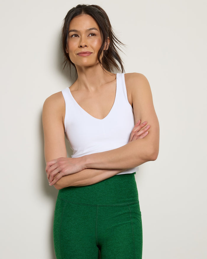 Cloud White $|& Beyond Yoga Spacedye Good Day Cropped Tank - SOF Front