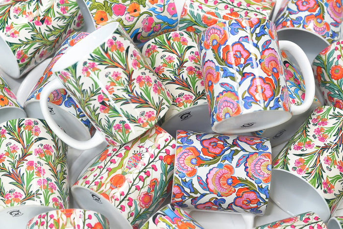 Spring Floral Full Wrap Set Mugs