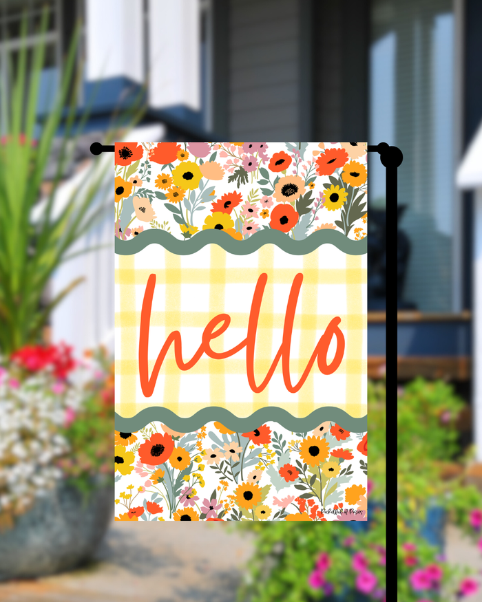 Spring Floral Hello Garden Flag