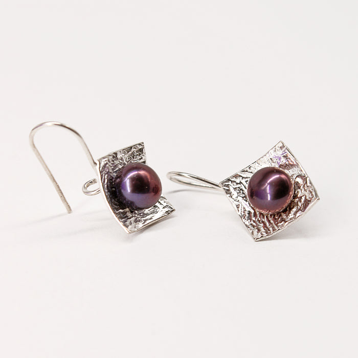Square Cup With Freshwater Pearl Earrings