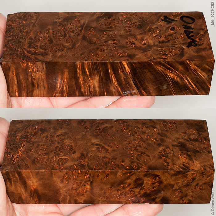 Stabilized wood alder burl block