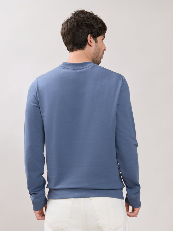 Stanwick - Slim Fit Blue Crew Neck Sweater
