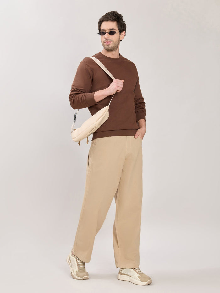 Stanwick - Slim Fit Chocolate Lacquer Crew Neck Sweater