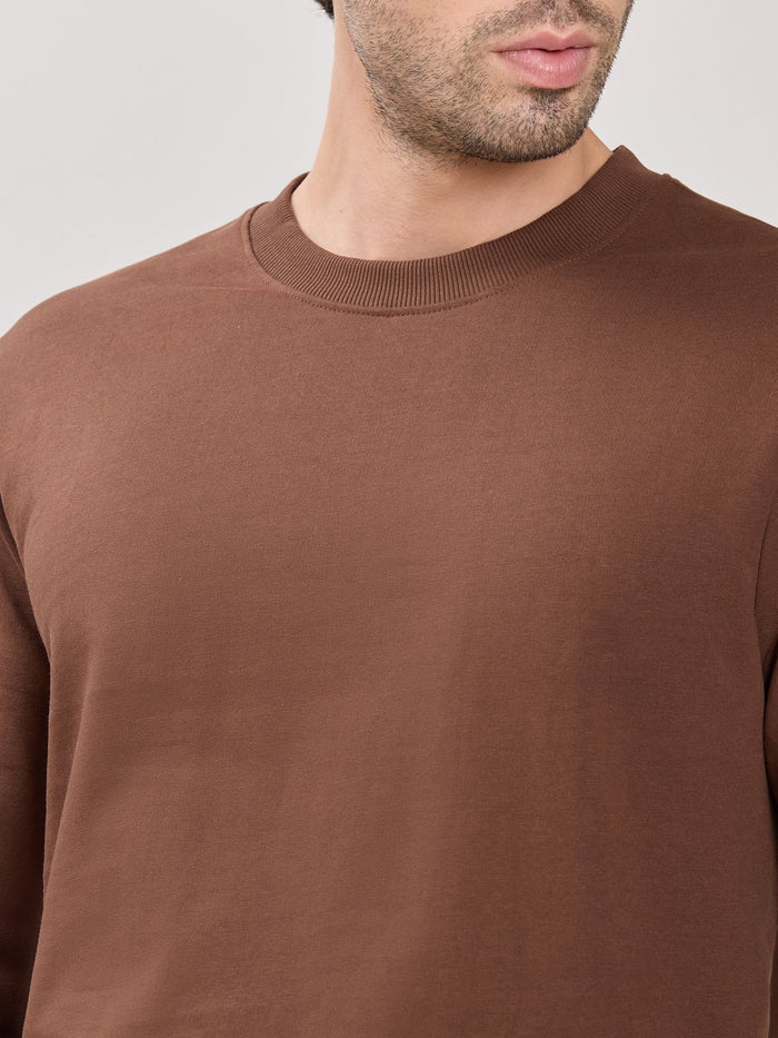 Stanwick - Slim Fit Chocolate Lacquer Crew Neck Sweater