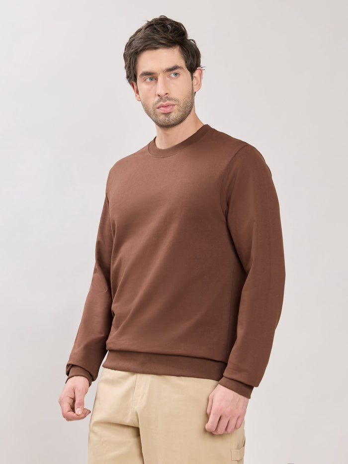 Stanwick - Slim Fit Chocolate Lacquer Crew Neck Sweater