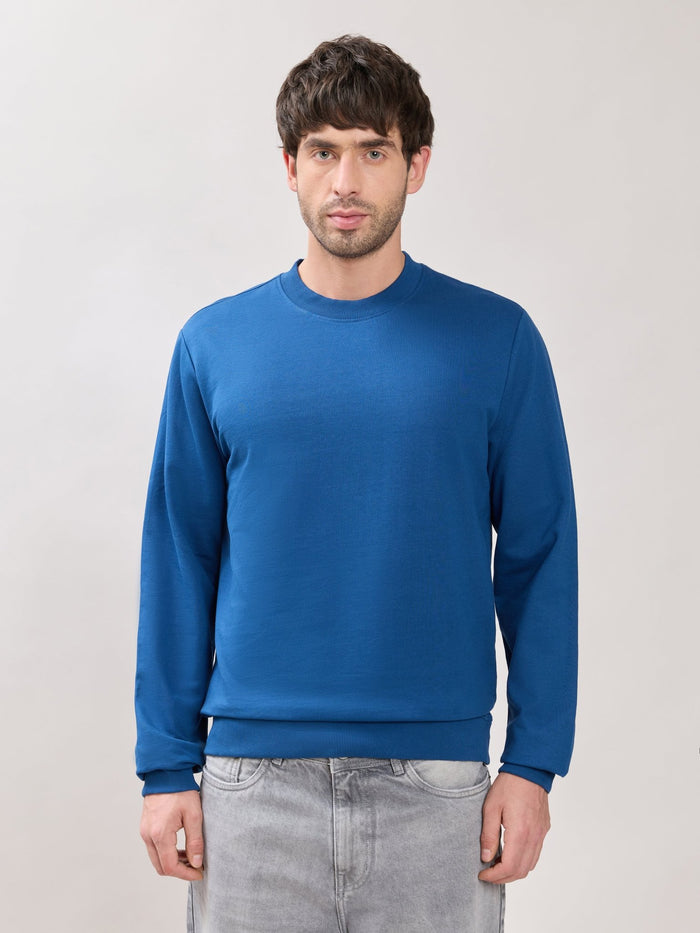 Stanwick - Slim Fit Dark Blue Crew Neck Sweater