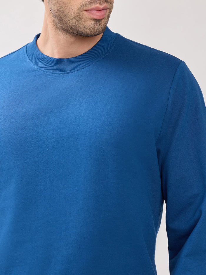 Stanwick - Slim Fit Dark Blue Crew Neck Sweater