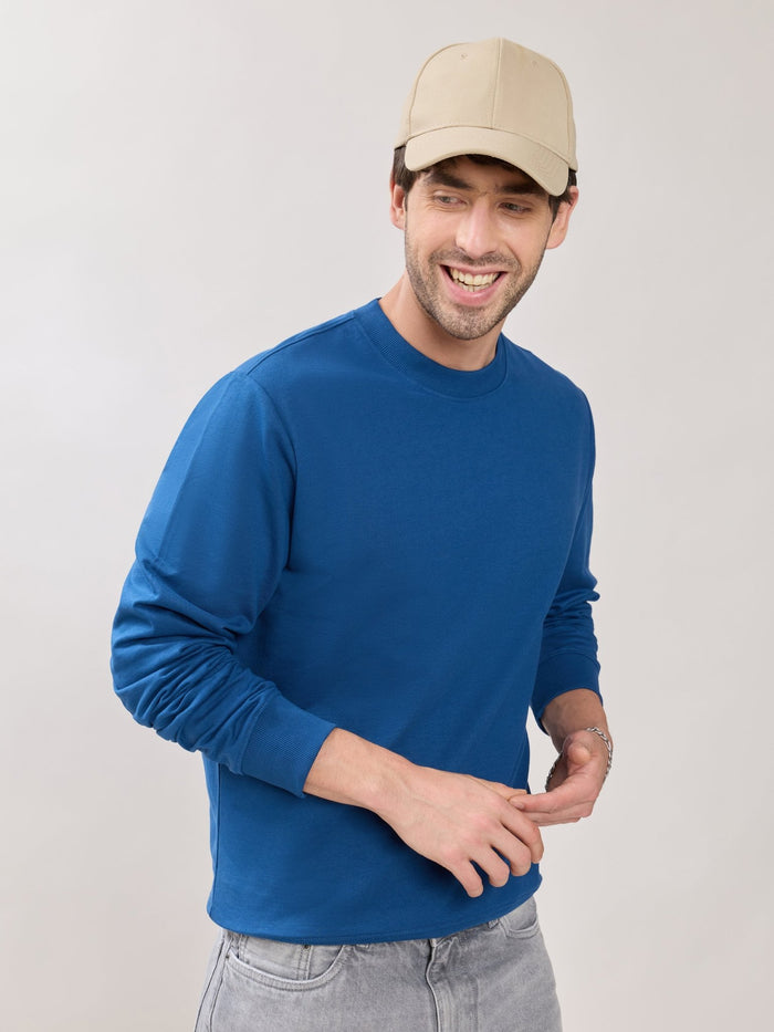 Stanwick - Slim Fit Dark Blue Crew Neck Sweater