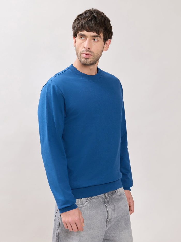 Stanwick - Slim Fit Dark Blue Crew Neck Sweater