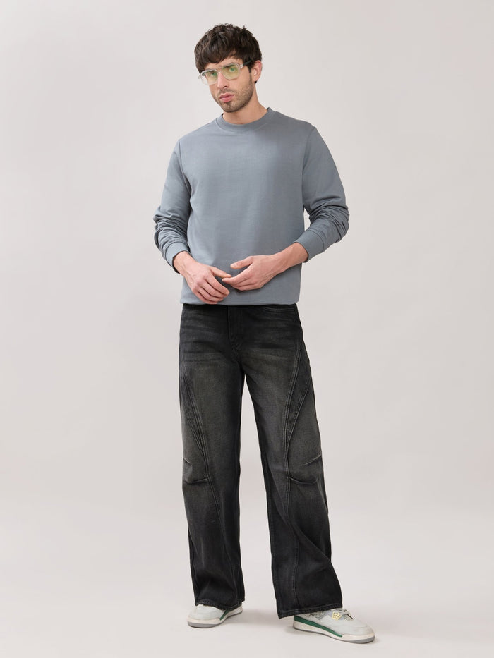 Stanwick - Slim Fit Grey Crew Neck Sweater
