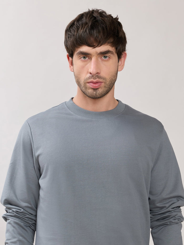 Stanwick - Slim Fit Grey Crew Neck Sweater