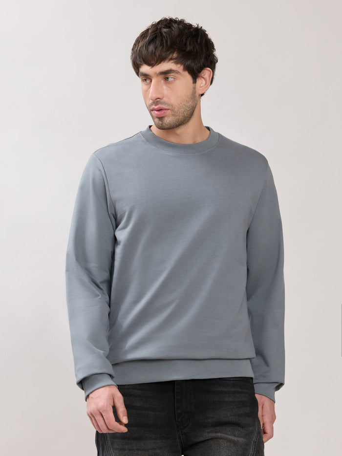 Stanwick - Slim Fit Grey Crew Neck Sweater