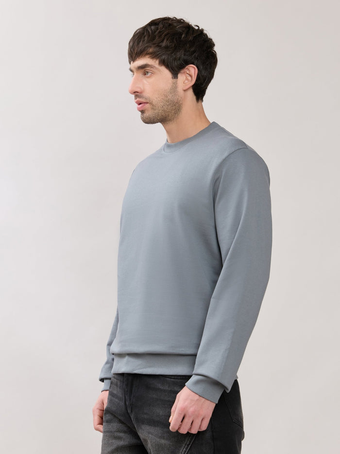 Stanwick - Slim Fit Grey Crew Neck Sweater