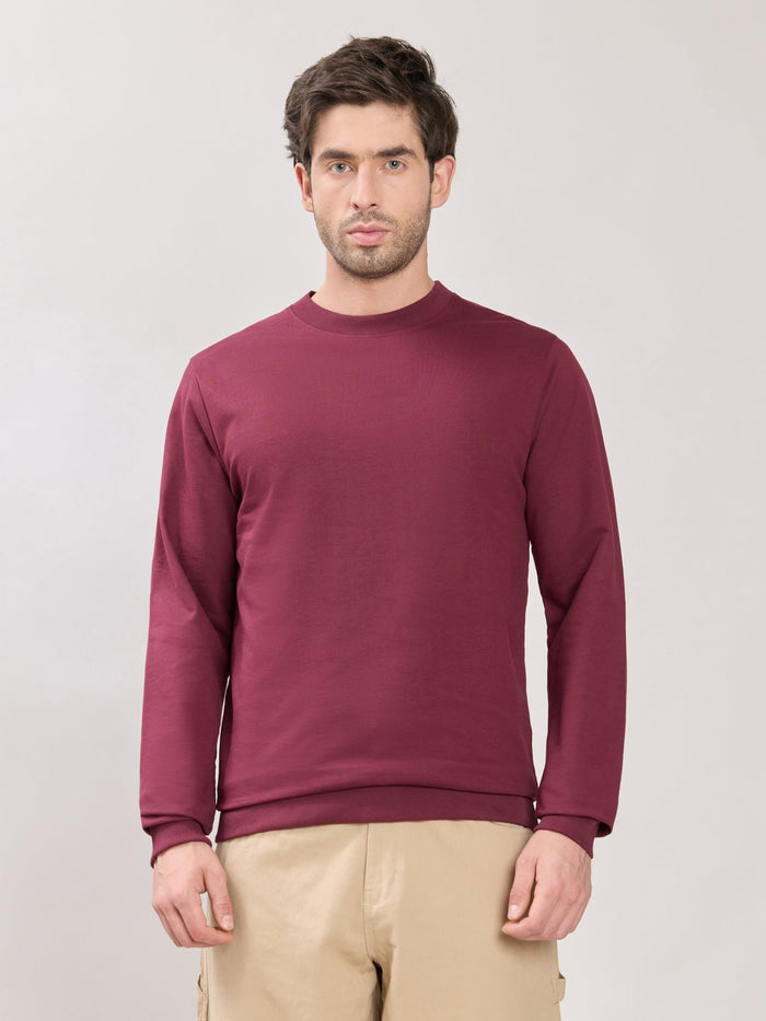 Stanwick - Slim Fit Maroon Crew Neck Sweater