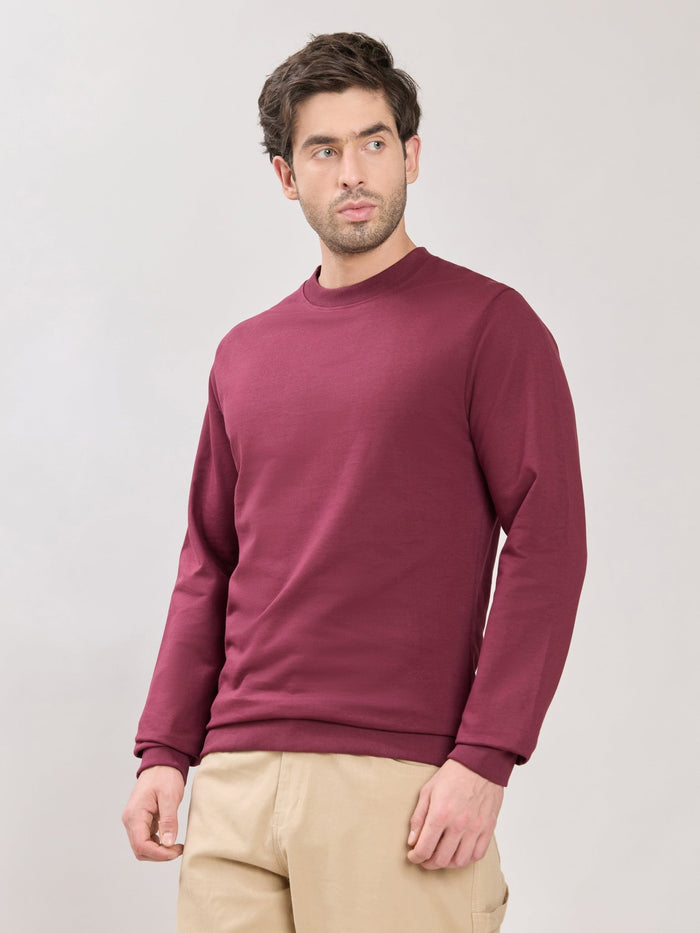 Stanwick - Slim Fit Maroon Crew Neck Sweater