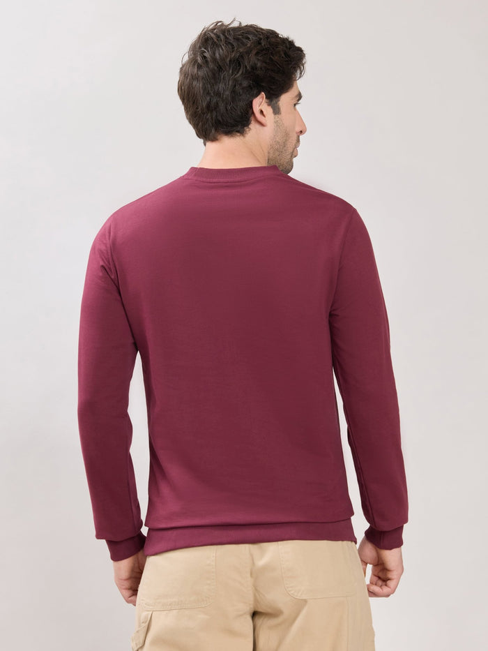 Stanwick - Slim Fit Maroon Crew Neck Sweater