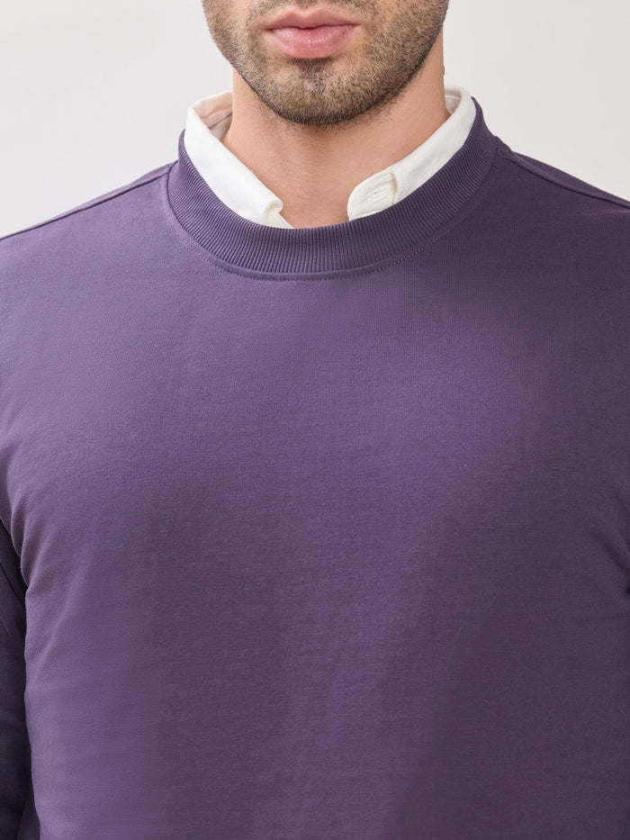 Stanwick - Slim Fit Purple Crew Neck Sweater