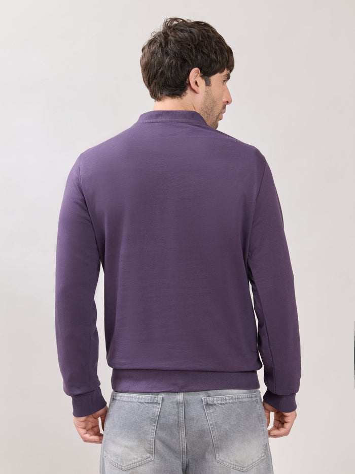 Stanwick - Slim Fit Purple Crew Neck Sweater