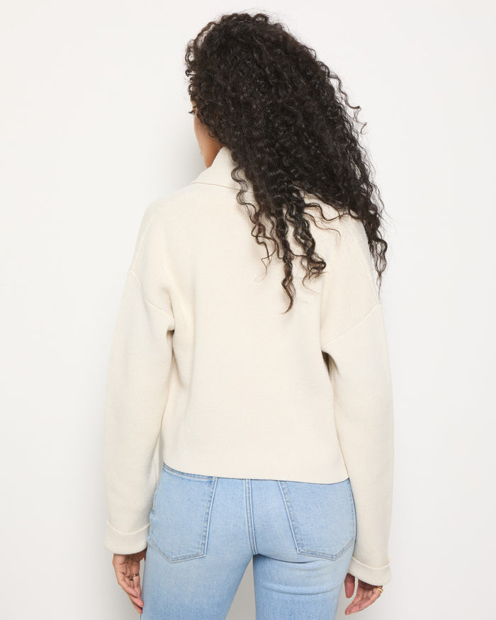 Cream $|& SEAS Stellar Cropped Drape Front Cardigan - SOF Back