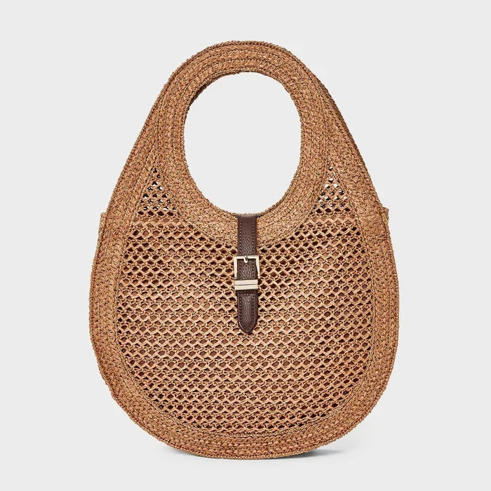 Straw Oval Shoulder Bag