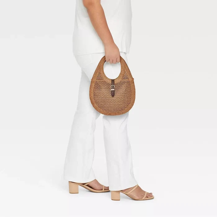 Straw Oval Shoulder Bag