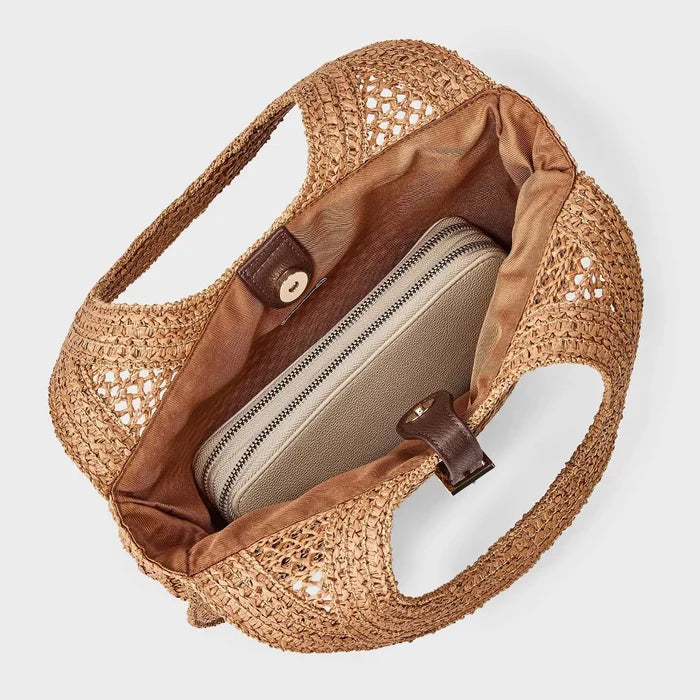 Straw Oval Shoulder Bag