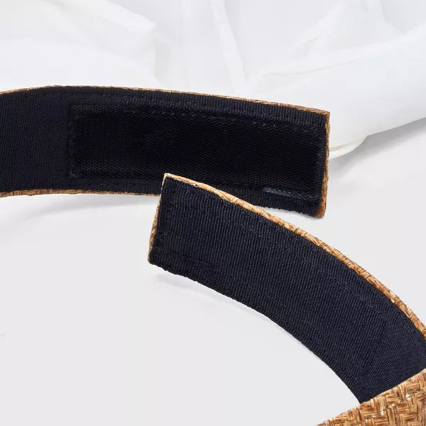Straw Visor Hat with Bow Detail