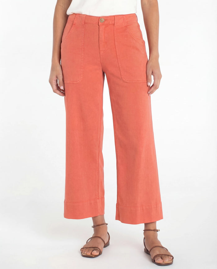 Red Clay $|& Liverpool Stride Utility Wide Leg Crop - VOF Detail