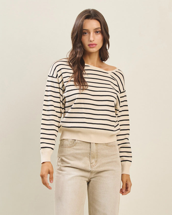 Cream Black $|& ABLE Stripe Sweater Pullover - VOF Detail