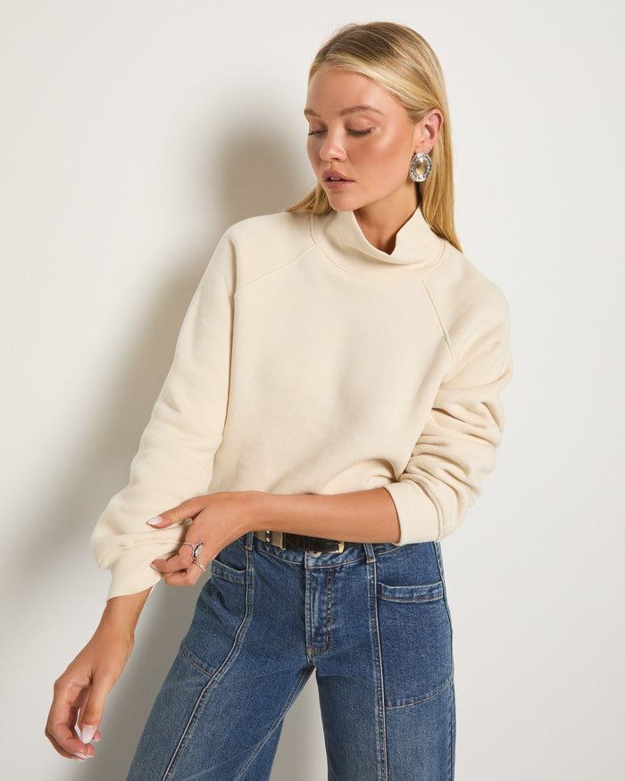 Cream $|& SEAS Sunrise Mock Neck Sweatshirt - SOF Front