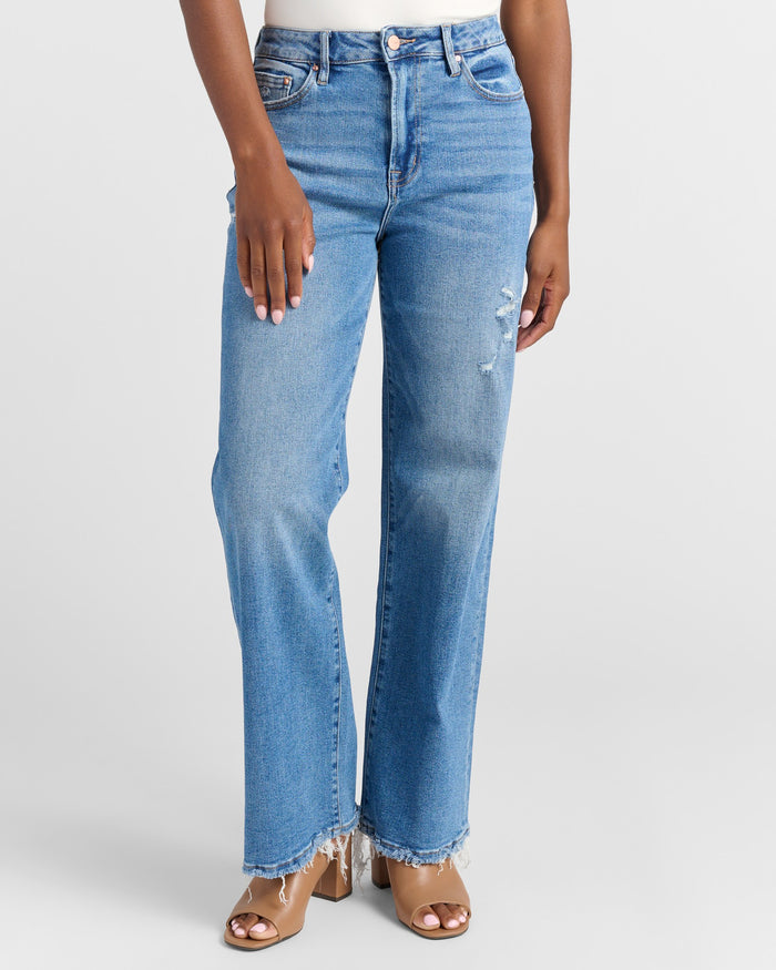 Devaux $|& Mica Denim Super High Rise Wide Leg Jeans - SOF Front