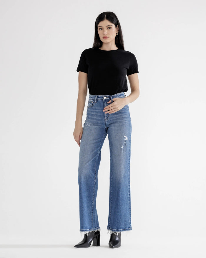 Devaux $|& Mica Denim Super High Rise Wide Leg Jeans - VOF Front