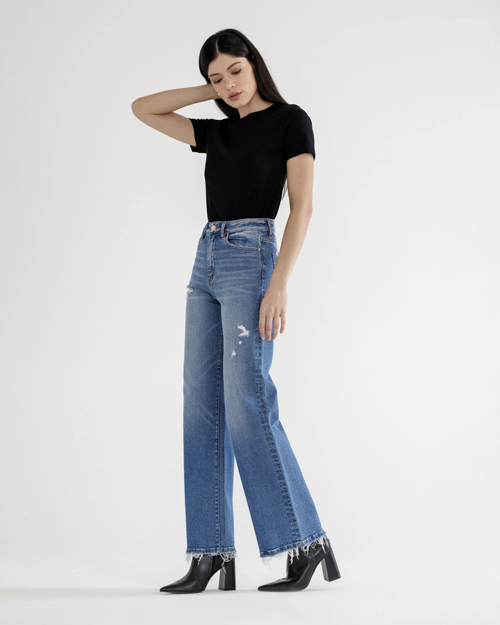 Devaux $|& Mica Denim Super High Rise Wide Leg Jeans - VOF Side
