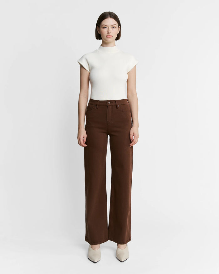 Vintage Brown $|& Mica Denim Super High Rise Wide Leg Pant - VOF Detail