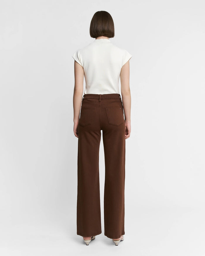 Vintage Brown $|& Mica Denim Super High Rise Wide Leg Pant - Hanger Side