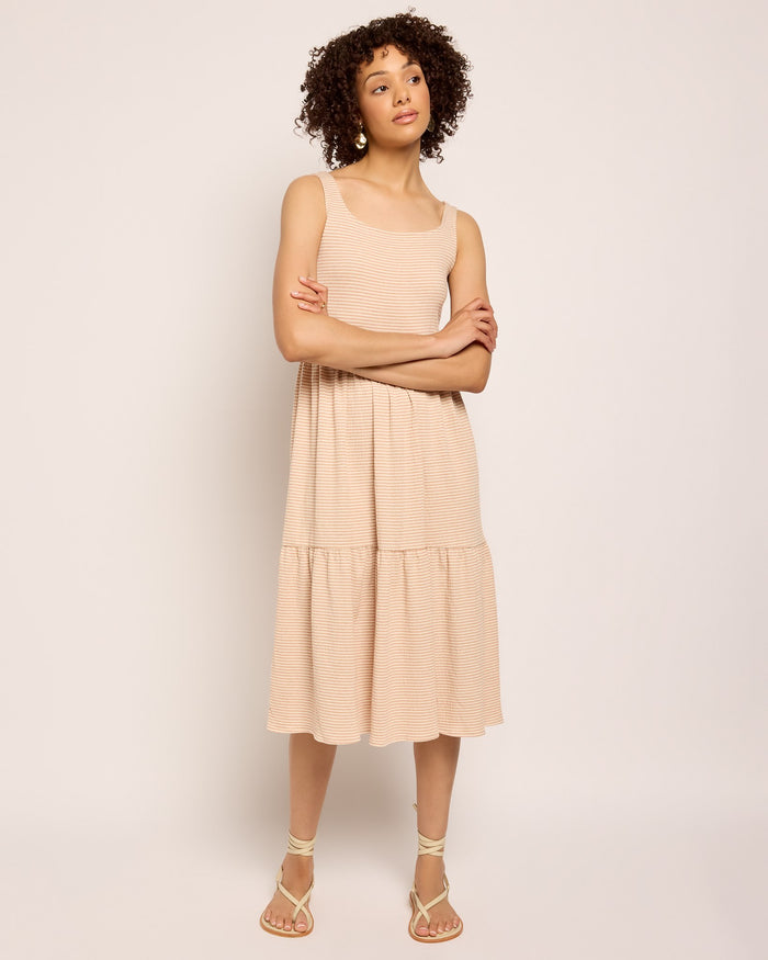 Cream/Taupe $|& SEAS Surf Tiered Dress - SOF Front