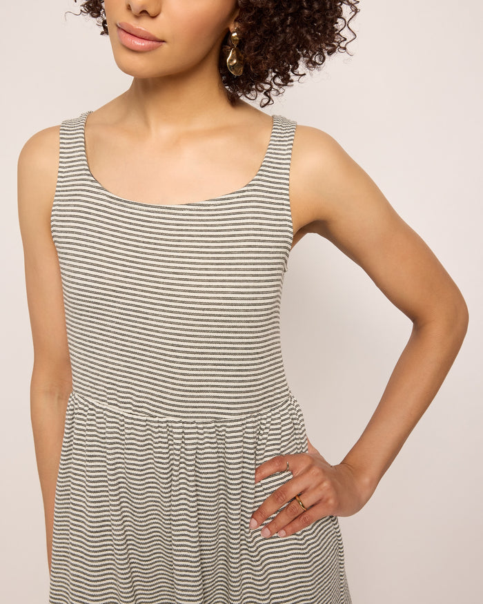 Ivory/Black $|& SEAS Surf Tiered Dress - SOF Full Front
