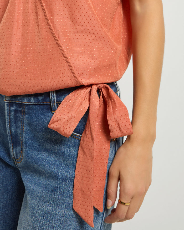 Maple $|& SEAS Surplice Short Sleeve Top - SOF Full Front
