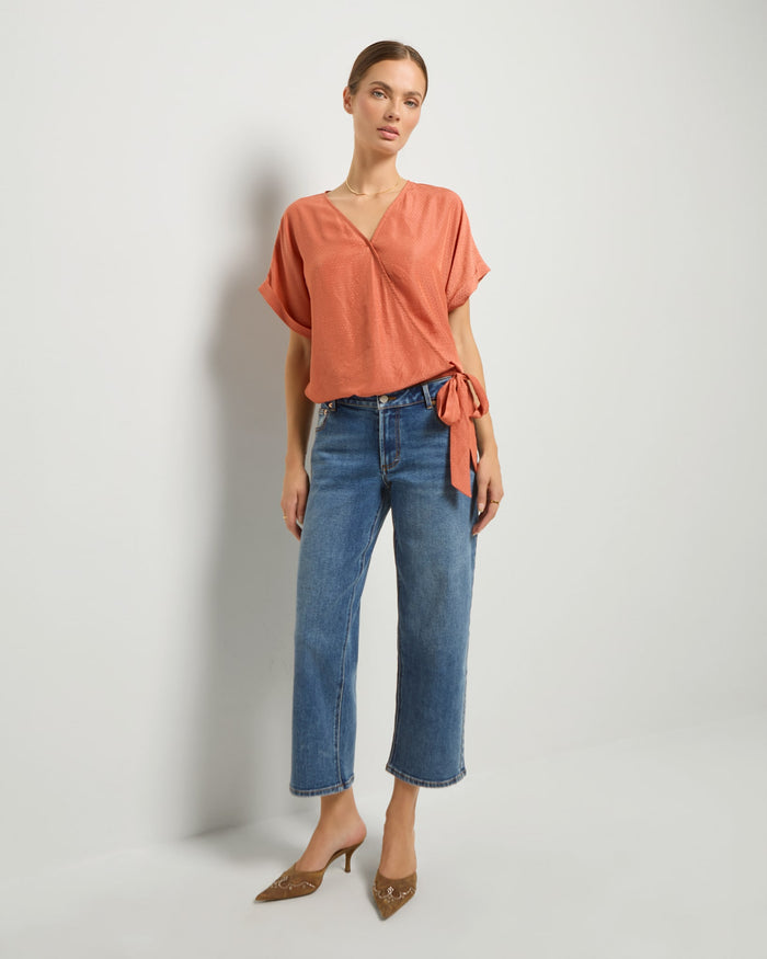 Maple $|& SEAS Surplice Short Sleeve Top - UGC On Fig
