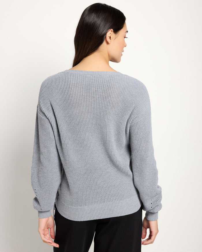 Heather Grey $|& Interval Surplice Wrap Sweater - SOF Back