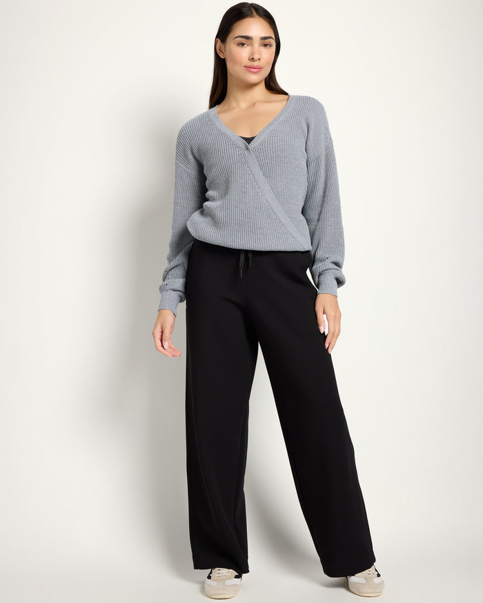 Heather Grey $|& Interval Surplice Wrap Sweater - UGC On Fig