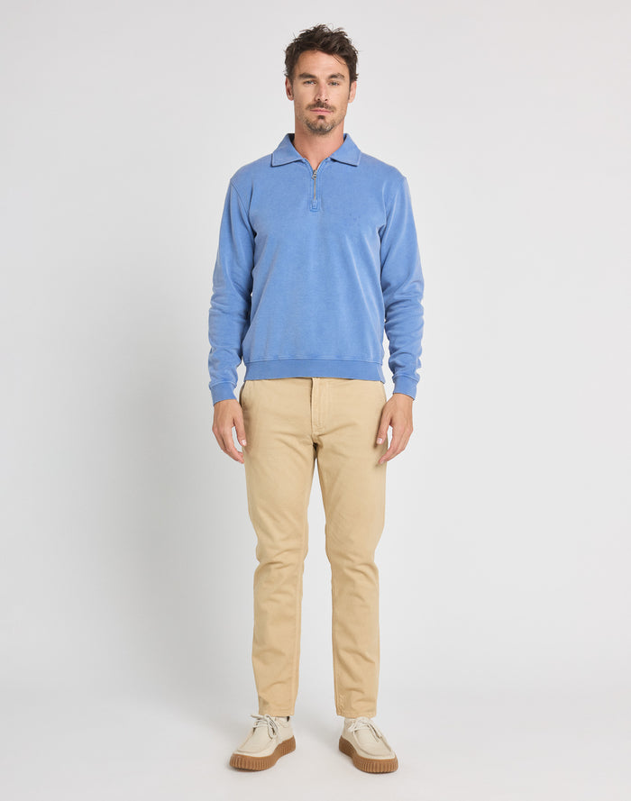 crew neck zip blue PULLIN
